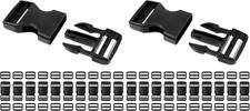 10 Set 1 Inch Buckles for Straps with 20 Pcs Tri-Glide Slide Clip, Quick Side Re