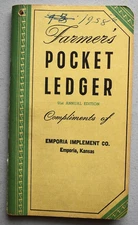 1957 - 1958 John Deere Farmer's Pocket Ledger Notebook Emporia Kansas
