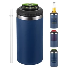 16oz Stainless Steel Can Cooler Insulated Slim Cans Bottles, Navy Blue, 1 Pcs