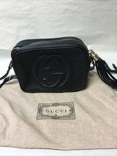 Gucci Soho Disco Black Pebbled Leather Crossbody Shoulder Bag Purse Handbag