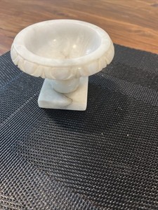Vintage Italian Hand Carved Alabaster Bird Bath 3 X 2 1/2 Inches