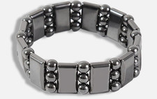 Black Hematite Beaded Bar Link Stretch Bracel...