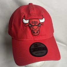 New Era 9Twenty Chicago Bulls Logo Hat All Red Adjustable Strapback NBA Cap
