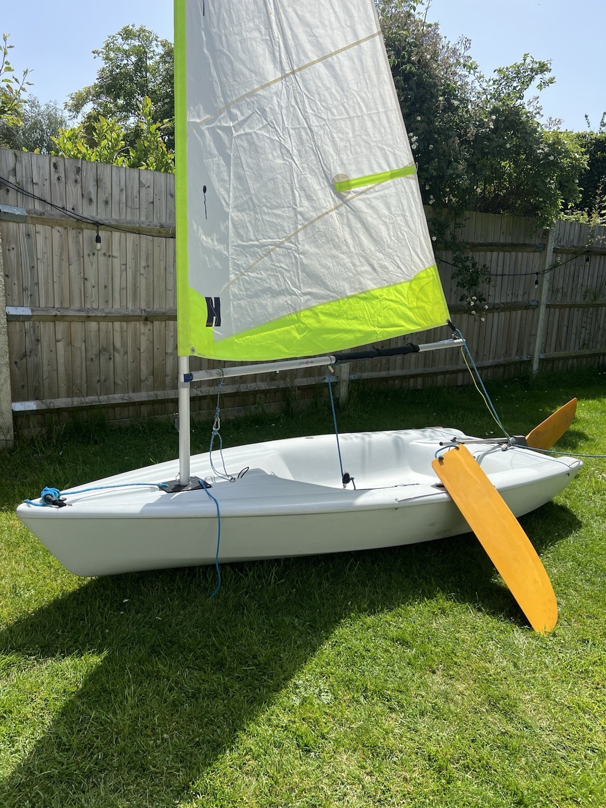 RS Tera Kids Sailing Dinghy White with Sail Oars and Trailer Used Condition for sale on eBay UK