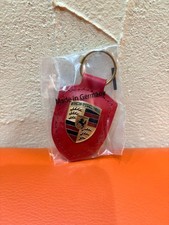 Porsche Leather Keychain Red Genuine Leather with Original Box Used