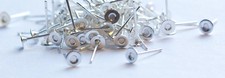 Silver Tone 4mm Flat Pad Setting Earring Posts w/ Nuts 50 fnd001