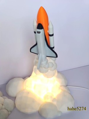 3D Printed 27cm Space Shuttle Launch LED Night Light Desk Decor Lamp for Kids