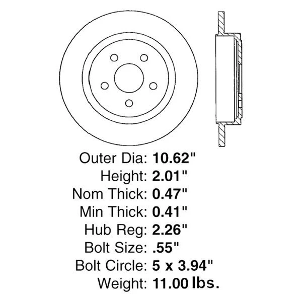 For Chrysler New Yorker 91-93 C-Tek Standard Plain Solid Rear Brake Rotor Foto 3 de 4