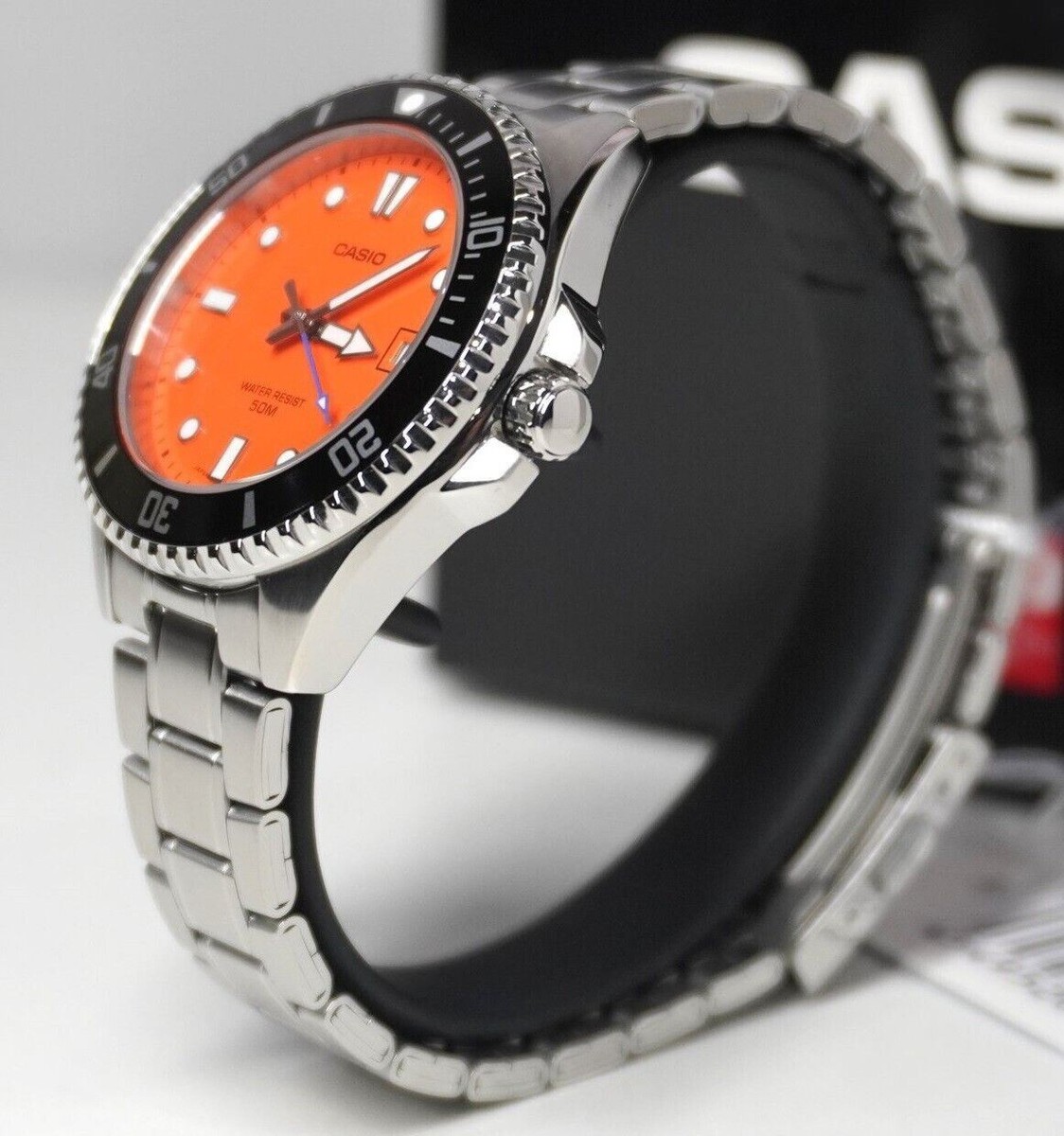 Casio MDV-10D-4A1 Duro Orange Analog Rotating Bezel Small Size