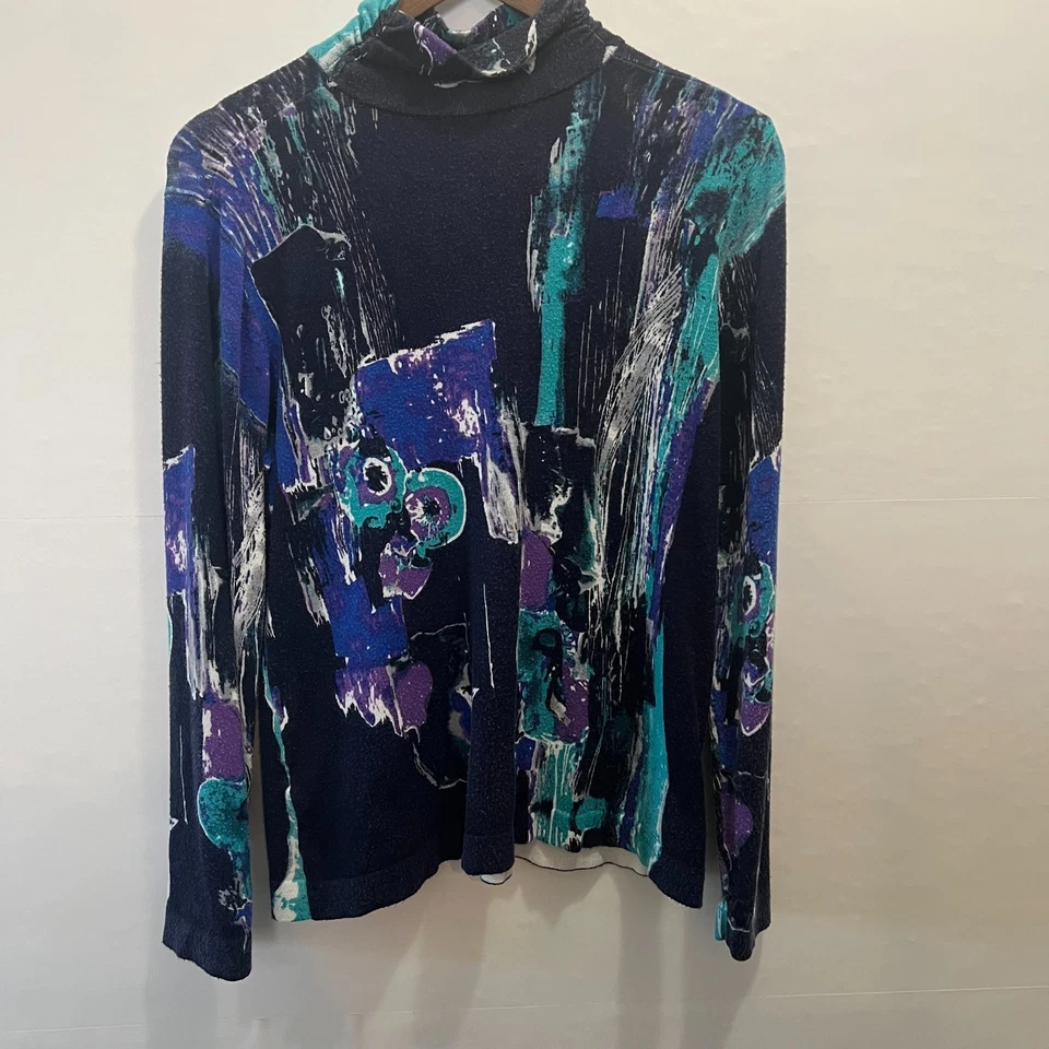 Top Joseph A. Mujer Talla Grande Multicolor Cuello Alto Suave Manga Larga Vacaciones Foto 4 de 4