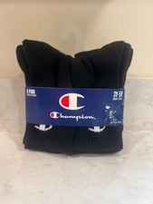 Champion 6 Pair Black Youth Crew Socks SHOE SIZE 3Y-5Y New With Tags
