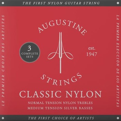 Augustine Classic Red 3-Pack Medium Tension Nylon Guitar Strings