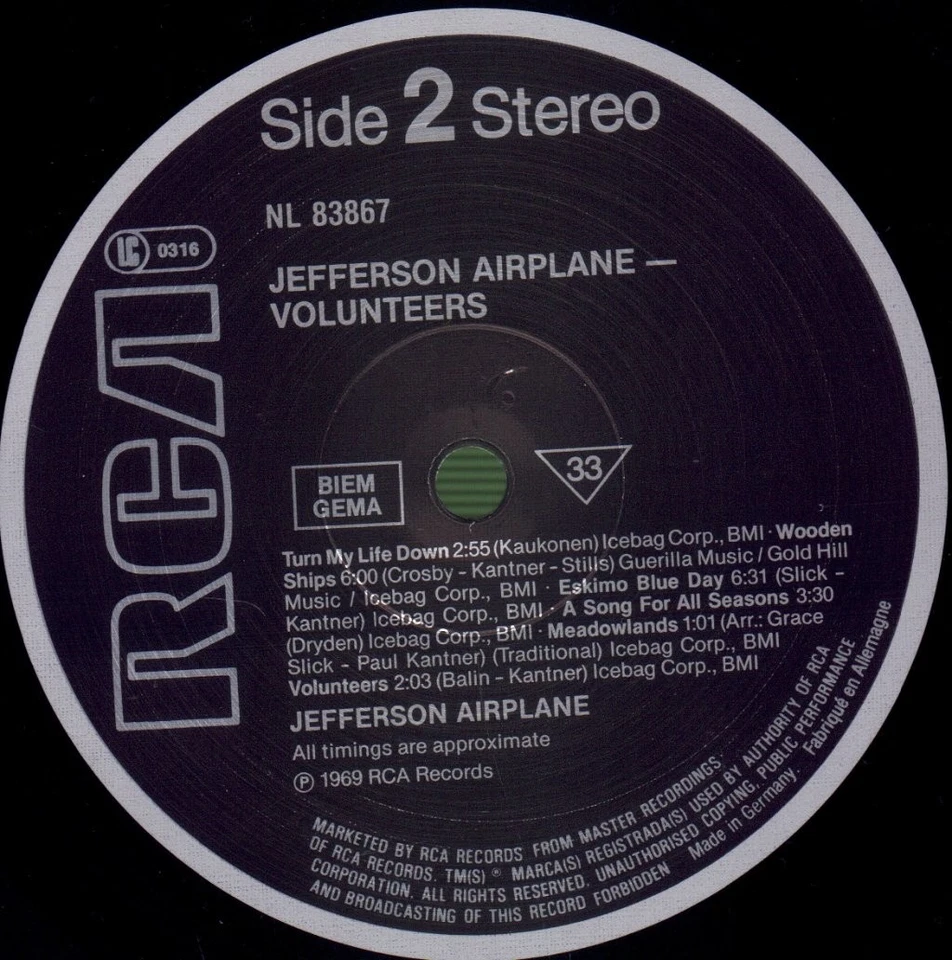 Jefferson Airplane Volunteers LP vinyl Germany Rca reissue LP in barcoded sleeve - Image 4 of 4