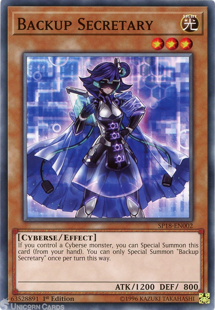 SP18-EN002 Backup Secretary : Starfoil Rare 1st Edition Mint YuGiOh Card