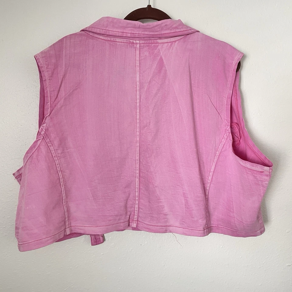 Sexy chaleco vaquero Spoon Jeans para mujer rosa Y2K talla grande 3X lavado mineral corto motociclista Foto 4 de 4