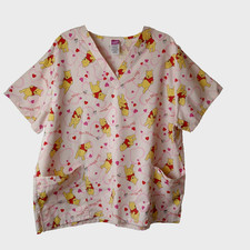 The Wonderful World Of Disney Winnie The Pooh  Bee Mine  Medical Scrub Top SZ 2X