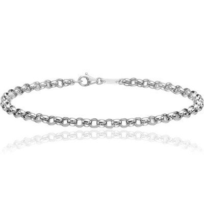 Platin 3,4 mm Kabel Rolo Gliederkette Armband
