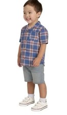 Koala Kids Boys 2-Piece Set Plaid Shirt Denim Shorts NWT Sz 4
