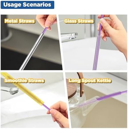 2 Pack Long Silicone Straw Cleaner Purple | eBay
