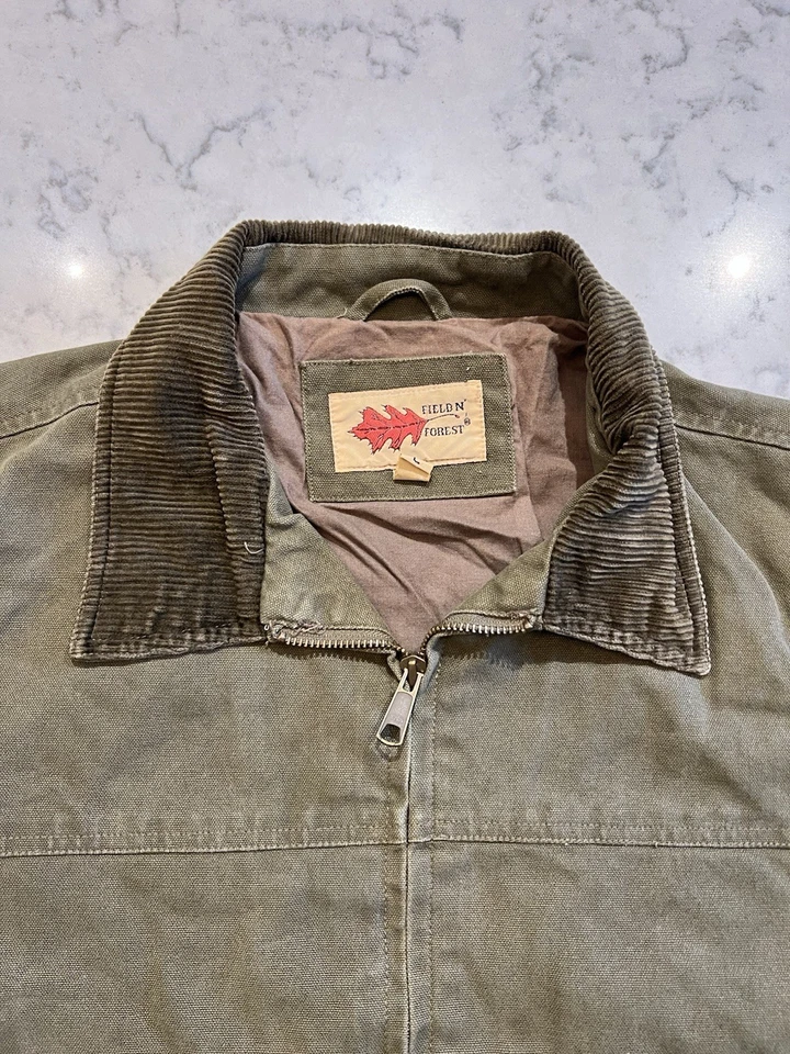 Field N' Forest оливковый зеленый холст работа куртка вельветовый воротник размер большой - Изображение 4 из 4