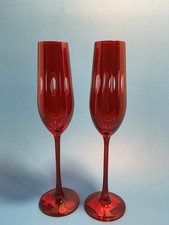 Italo Champagne Flauto Set di 2 Rosso Lungo 10”