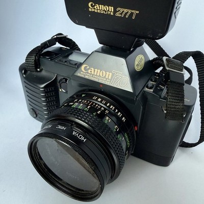 Canon T70 35mm SLR Film Camera Kit w/ FD 50mm f/1.8 Lens & Speedlite 277T Flash