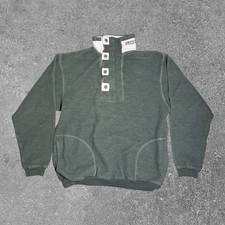 Speedo USA Made Button High Collar Sweatshirt Sage Green Mens M USA Made 90s Vtg