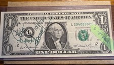1981 1 Dollar Currency, With Autograph Of Gary Osborne. Also 2 Pair For Poker.