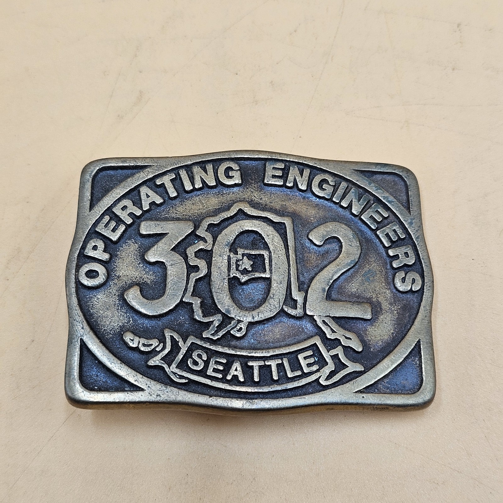 Vintage Solid Brass Operating Engineers 302 Seatt… - image 1