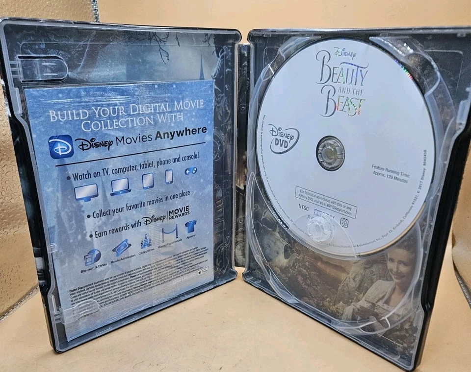 DISNEY BEAUTY AND THE BEAST DVD + NEW DIGITAL HD BEST BUY STEELBOOK NO BLU-RAY  - Image 2 of 3
