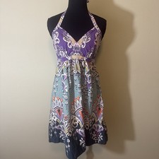 Express Y2K Halter Mini Dress Paisley Boho Festival Bohemian 70s Women’s Size 6
