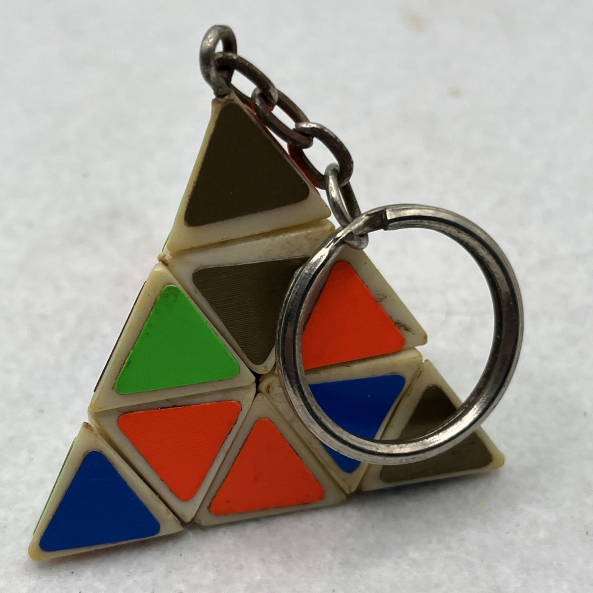 Vintage 1980s Pyramid Moveable Puzzle Keychain Like Rubik's