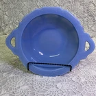 Jeanette Glass Blue Cherry Blossom Delphite Handled Bowl 1930s
