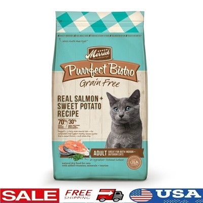 Grain Free Dry Cat Food Salmon Sweet Potato Probiotics Omega Fatty Acids 12 lb