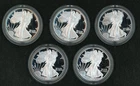American Eagle 1oz Silver Proof Coins Lot of 5 Encased NO COA/Box