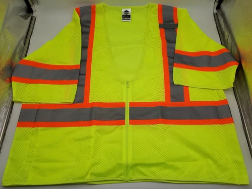 Ergodyne Reflective Safety Vest Sleeved Zipper Lime 2XL/3XL Inside Pocket 8330Z - product listing photo