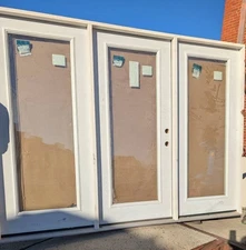 Fiberglass Triple Exterior Patio Door Tempered Glass 107-in x 80-in