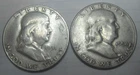 1951 S, & 1954 S * 2 SILVER Ben Franklin HALF DOLLARS * As Seen * USA $5.00 SHIP
