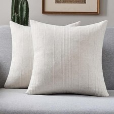 Decorative Throw Pillow Covers 18x18 Inch Set of 18" x 18" Pack of 2 Beige