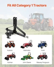 3 Point Trailer Hitch with 2 in Receiver, 3pt Quick Hitch Attachment, Heavy Duty