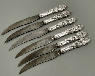 TIFFANY STERLING SILVER STEAK KNIVES (6) c1895