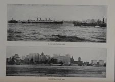 Antique New York City Art Print 1904 Downtown Skyline Black and White