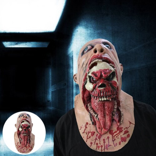 Maschera in lattice zombie inquietante spaventoso volto che si scioglie horror costume di Halloween oggetti di scena per feste