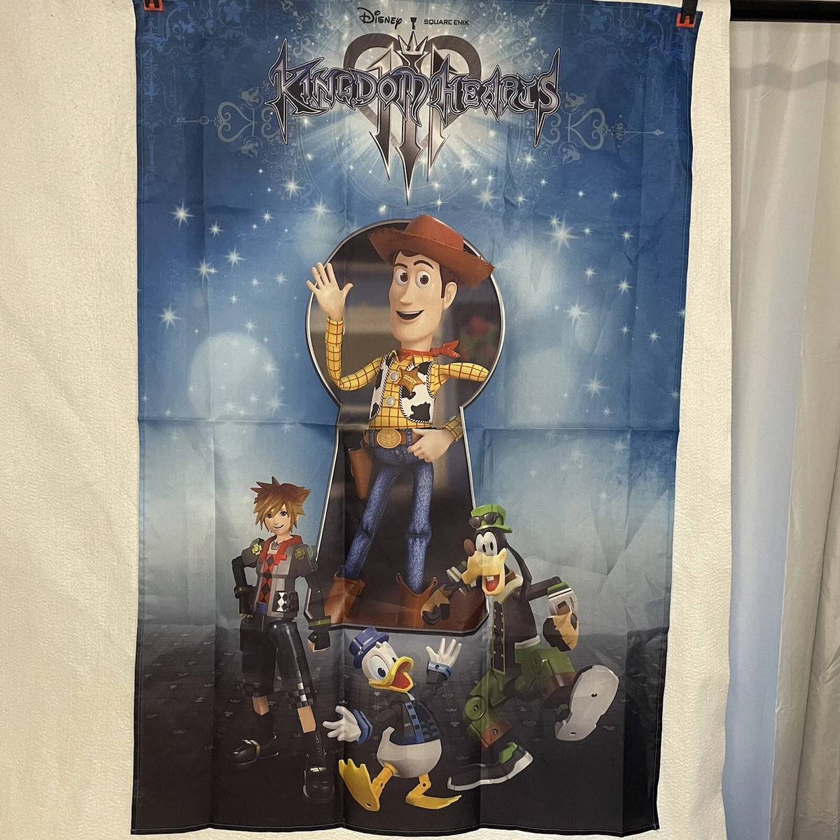Kingdom Hearts 3 Woody Flag Wall Hanging Tapestry Rare Disney Toy Story