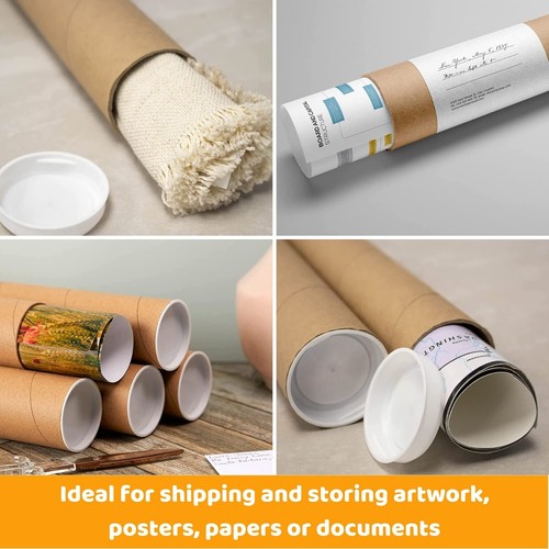 Mailing Tubes with Plastic Caps Shipping Cardboard Blueprints Artwork Poster ... - Picture 5 of 6