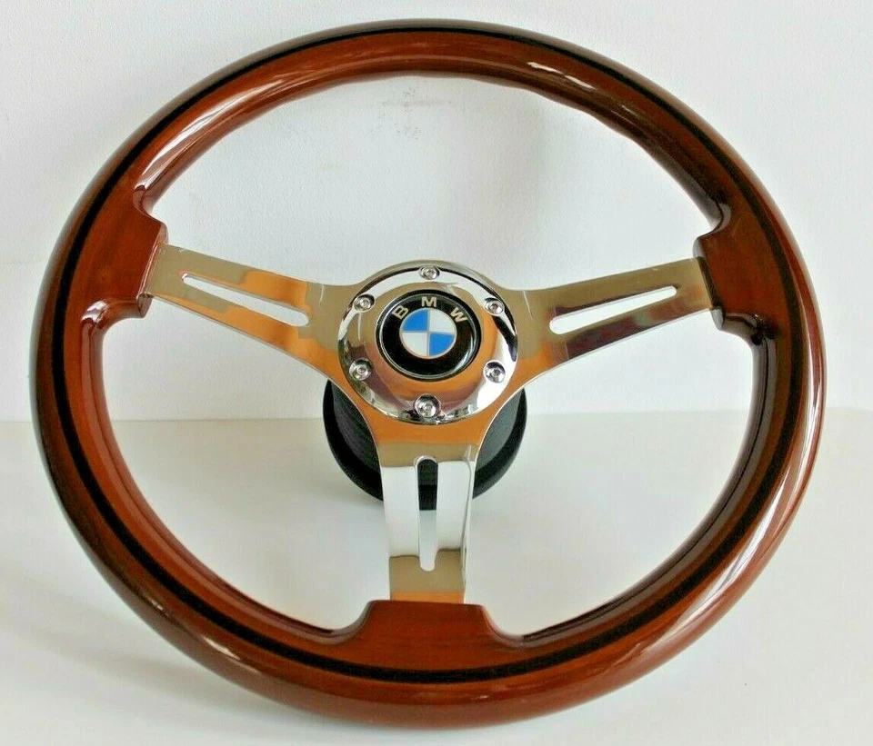 Steering Wheel fits For BMW Wood Chrome Classic E10 2002 1502 1602 1802 65-76' - Image 2 of 4