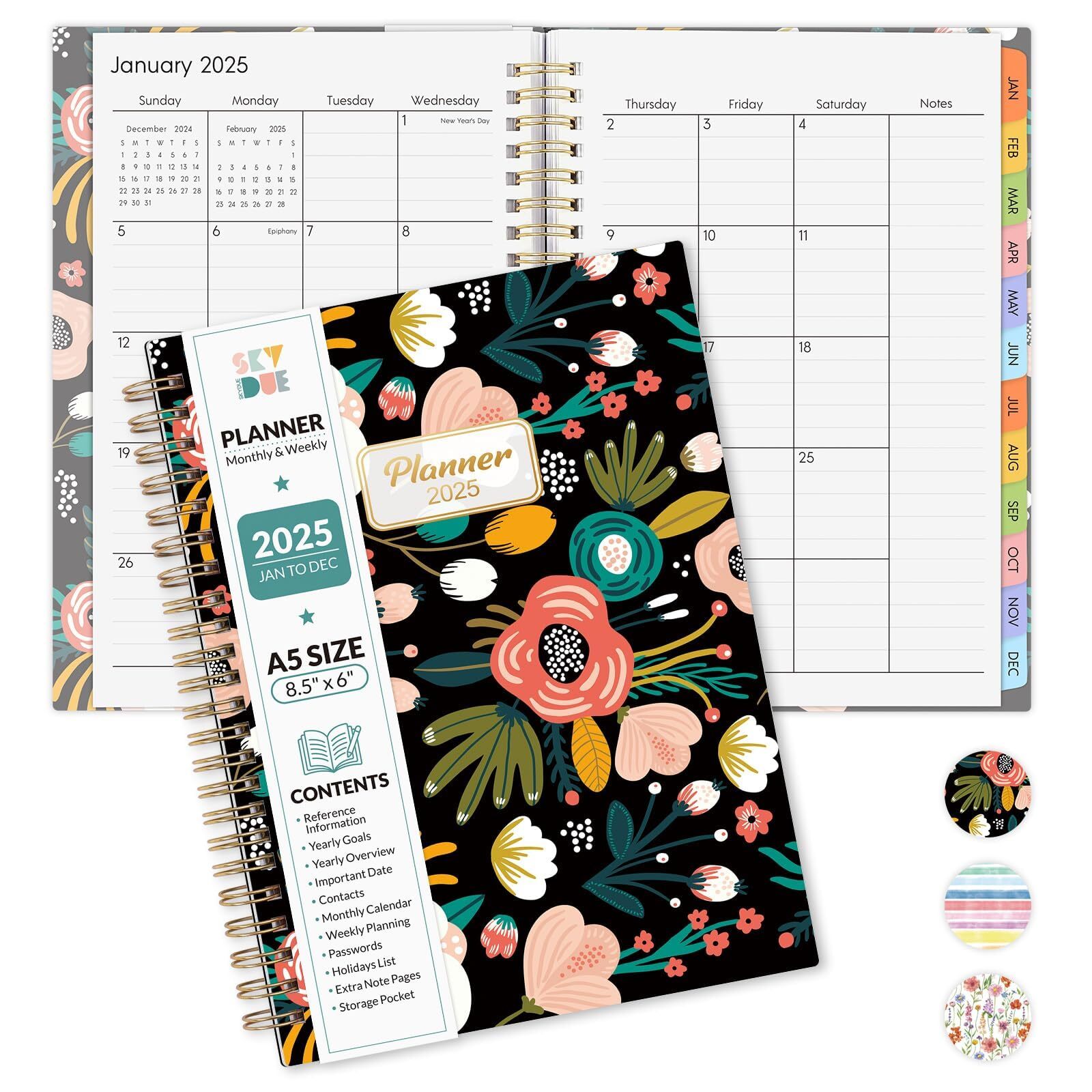 Planner 2025 - A5 Daily Weekly Monthly Planner January 2025 - December 2025 6...-image