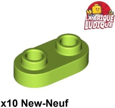 LEGO 10x Plate Modified Platte Abgerundet 1x2 2 Loch Studs Grün Lemon/Lime 35480