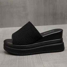 Womens Casual Peep Toe Sandals Wedge High Heels Summer Platform Slippers shoes