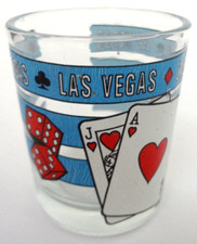 LAS VEGAS SHOT GLASS VINTAGE NEVADA TRAVEL SOUVENIR BLACKJACK ACE JACK OF HEARTS
